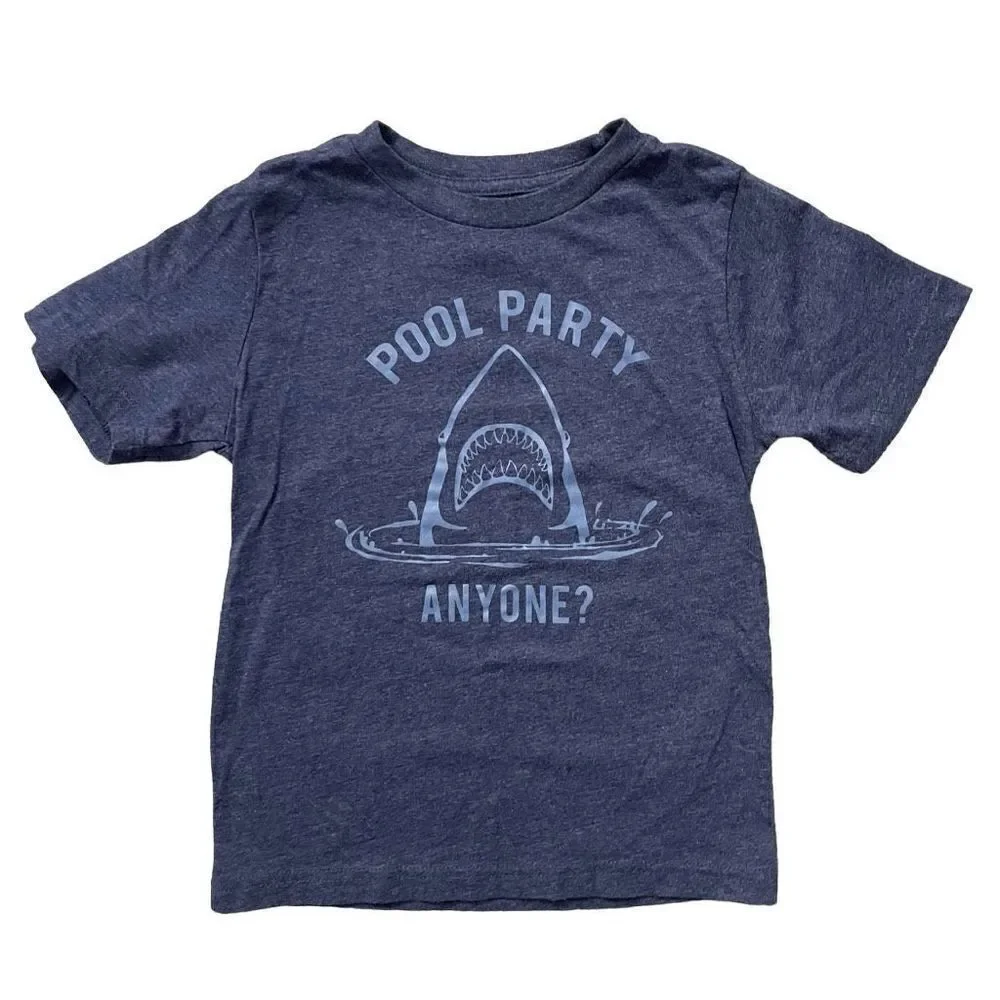 Arizona Jean Company Boy’s Blue POOL PARTY ANYONE Shark Short Sleeve Tee XS 6/7